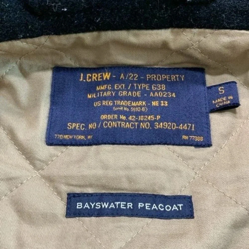J Crew Bayswater Wool Black Peacoat Size Small - Picture 7 of 12